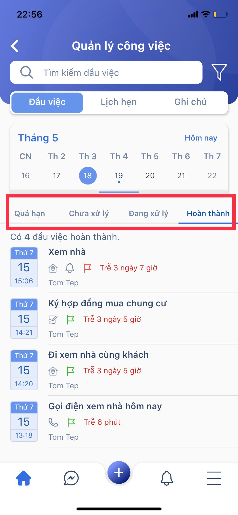 Các trạng thái của công việc